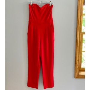 Red Express Strapless Jumpsuit